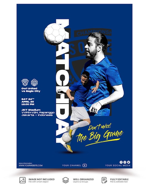 Programma di calcio a4 poster template design