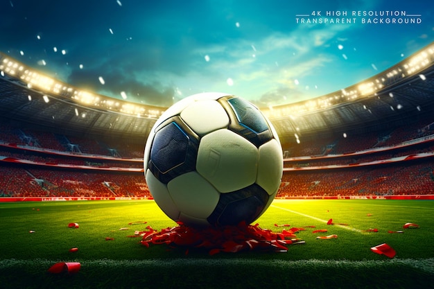 PSD football or soccer ball 3d rendering on transparent background