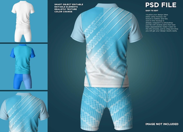 PSD football soccer fullset short sleeve vneck mockup