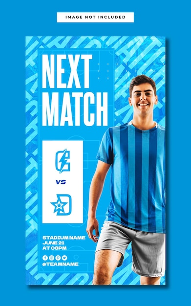 PSD next football soccer match instagram story template