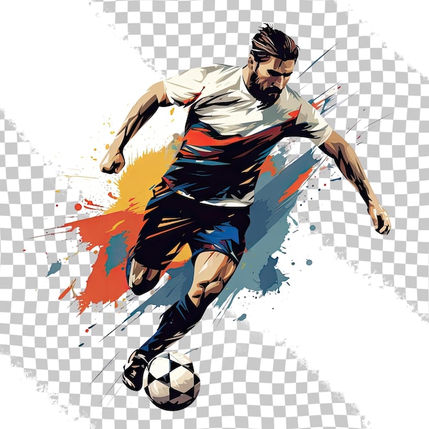 PSD football soccer player man in action isolated transparent background vector illustration