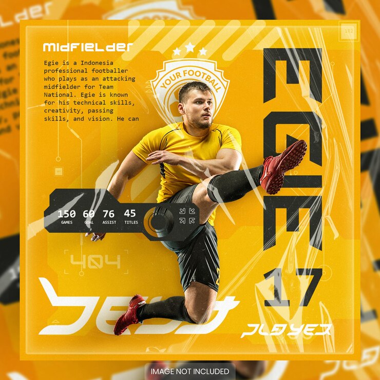 PSD サッカーサッカー選手ポスターソーシャルメディア投稿テンプレート
