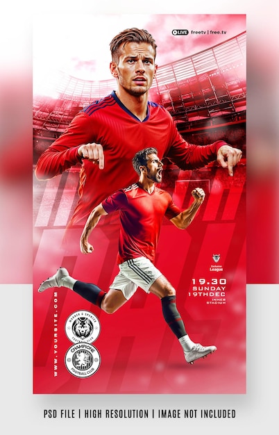 football soccer sports matchday poster and social media flyer banner instagram templates