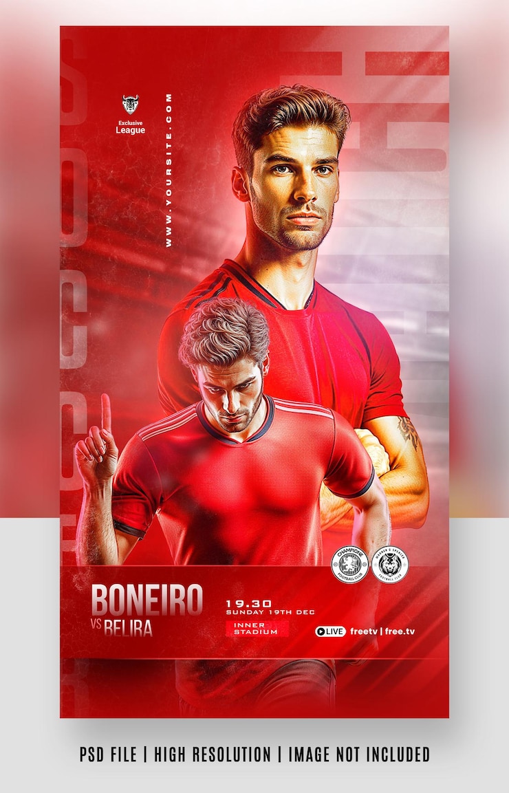 football soccer sports matchday poster and social media flyer banner instagram templates