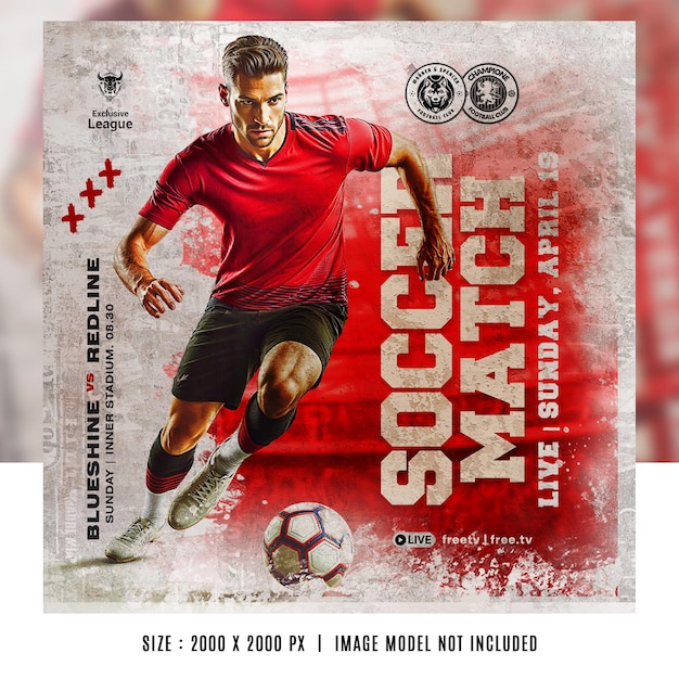 football soccer sports matchday poster and social media flyer banner instagram templates