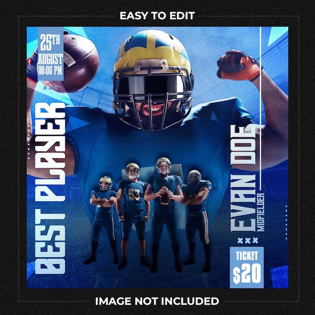 PSD football social media template instagram