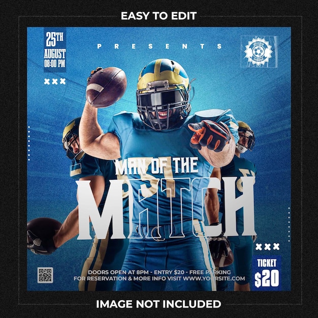 PSD football social media template instagram