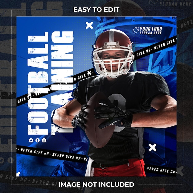 Football sport event flyer social media template