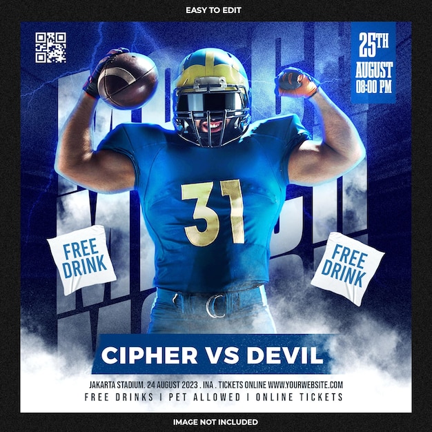 Football sport event flyer template