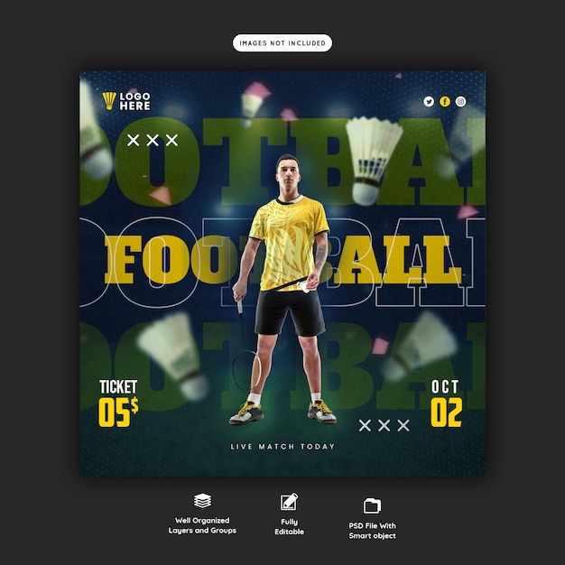 PSD football sport event flyer template