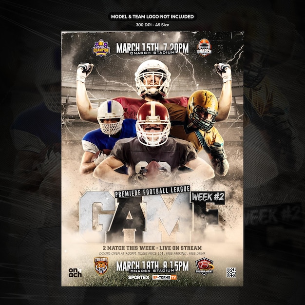 Football sport event flyer template