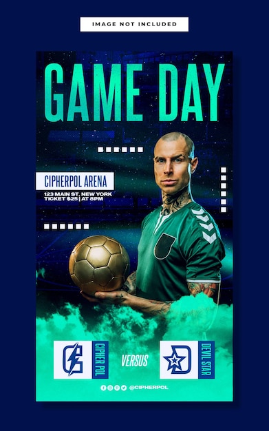 PSD football sport event instagram story template