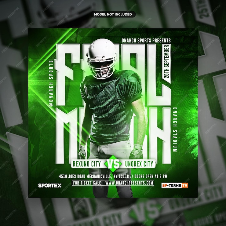  Football sport event social media post or flyer promotion template