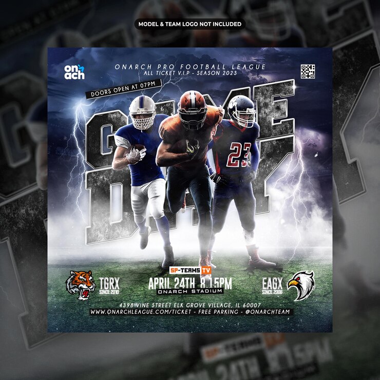PSD football sport event social media post or flyer promotion template