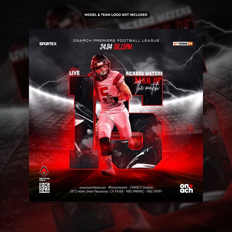 PSD football sport event social media post or flyer promotion template