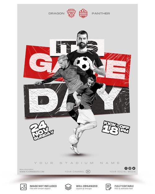 Football Sports Day Vertical A4 Poster Template