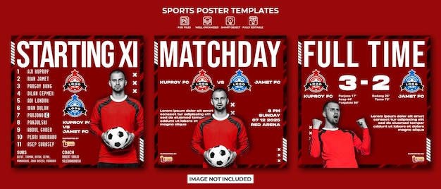 Football sports poster or social media post collection template