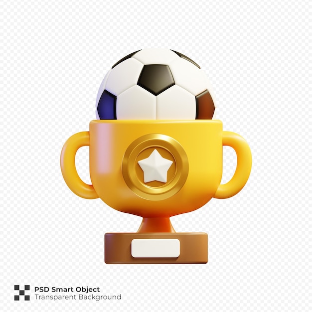 Icona del trofeo di calcio 3d render illustrazione isolata premium psd