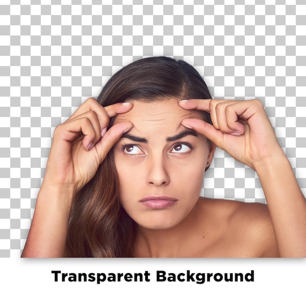Forehead wrinkles skin care women transparent background