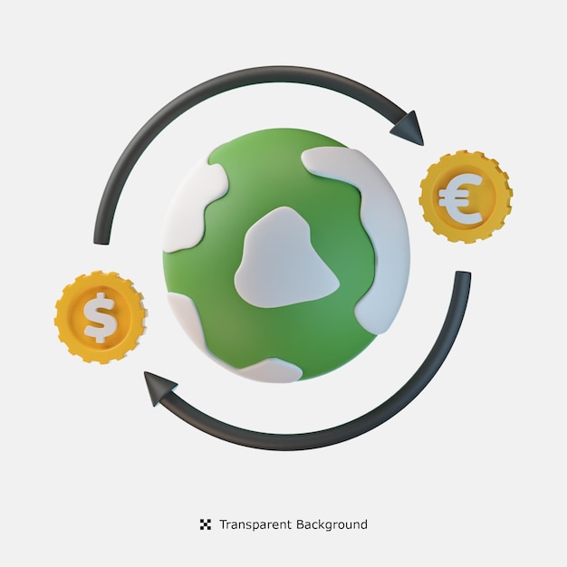 PSD illustrazione dell'icona 3d di valuta estera