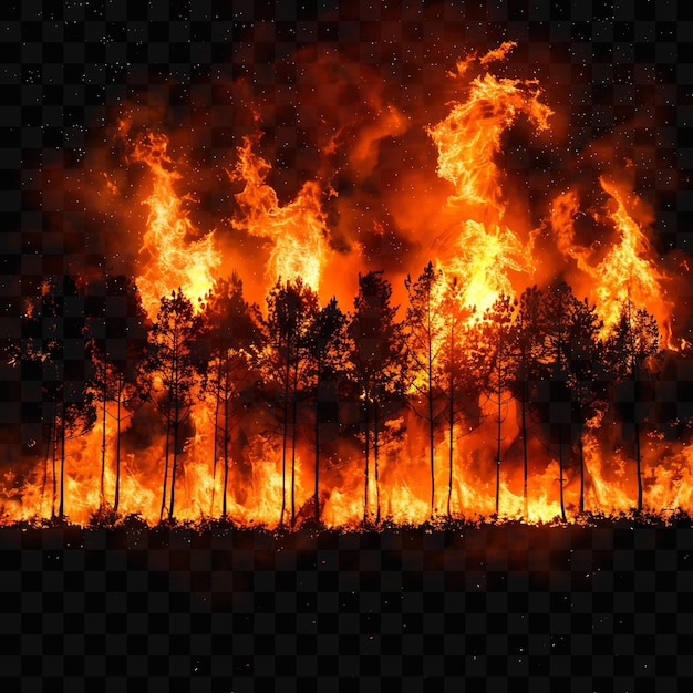 PSD un incendio forestale con la parola pino su di esso