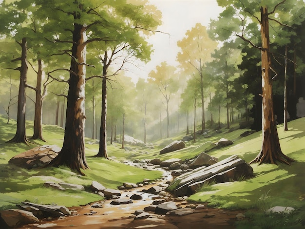 PSD a forest landscape illustration