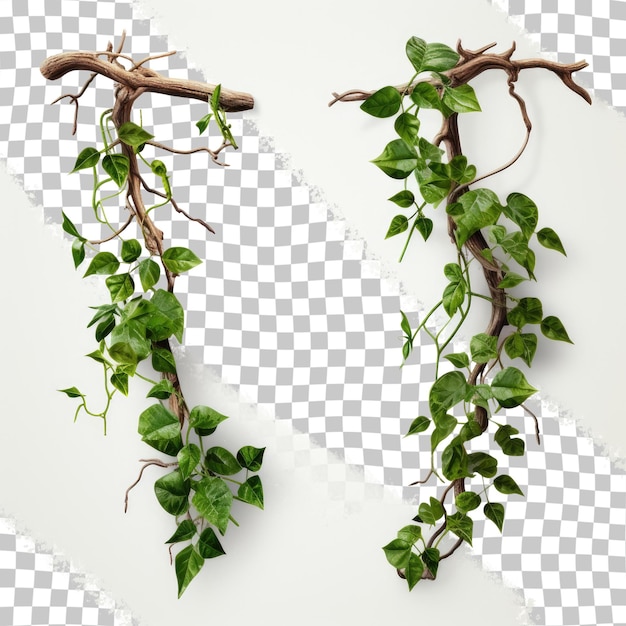 PSD forest plants and trees including climbing vines on a transparent background with clipping path