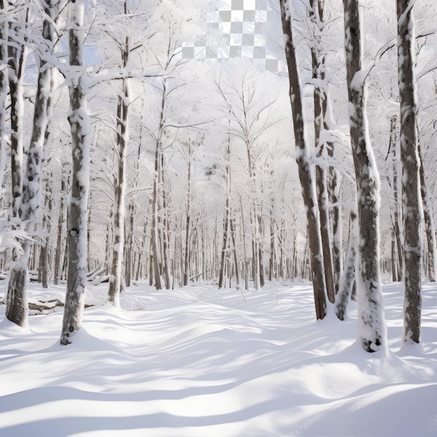 PSD forest in the snow biei hokkaido japan isolated on transparent background