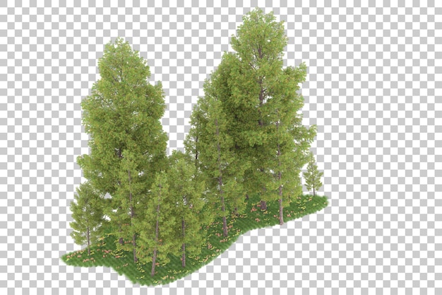 Foresta su sfondo trasparente. rendering 3d - illustrazione