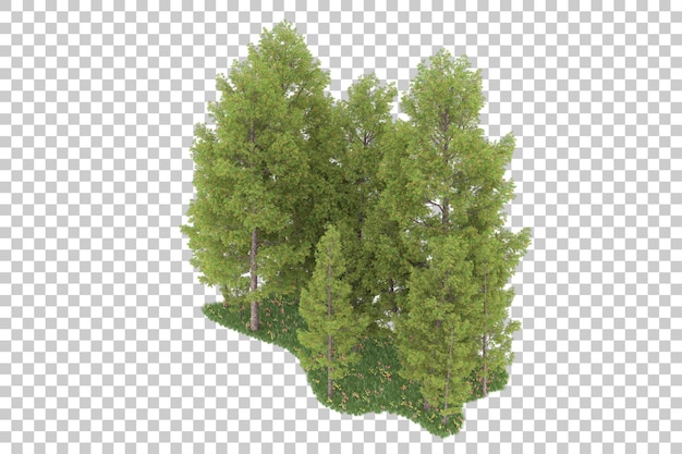 Forest on transparent background. 3d rendering - illustration