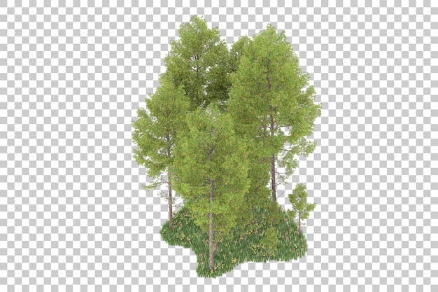 Foresta su sfondo trasparente. rendering 3d - illustrazione