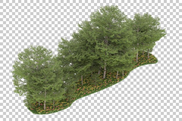 Foresta su sfondo trasparente. rendering 3d - illustrazione