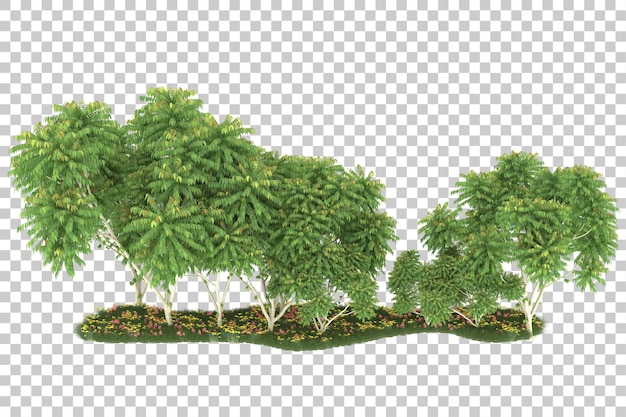 Foresta su sfondo trasparente. rendering 3d - illustrazione