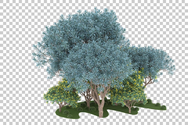 Foresta su sfondo trasparente. rendering 3d - illustrazione