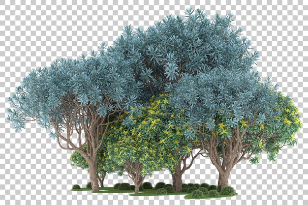 Foresta su sfondo trasparente. rendering 3d - illustrazione