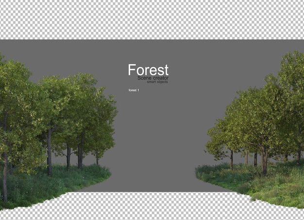 PSD forests with many trees and plants