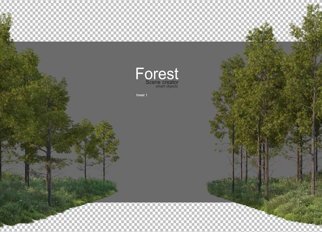 PSD forests with many trees and plants