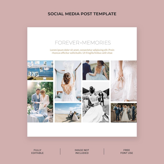 PSD forever memories wedding photography instagram post template