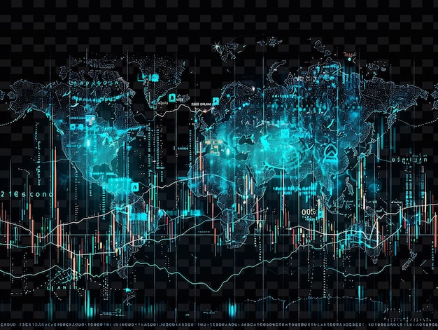 PSD tassi di cambio delle valute forex con sfondo di mappa del mondo astratto gradient neon texture sfondi y2k