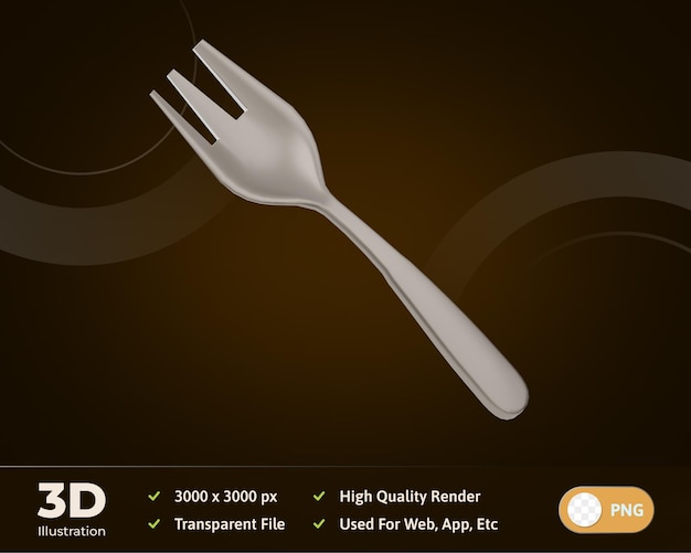 PSD fork kitchen tools 3d illustration