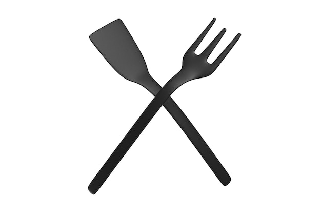 PSD fork and spatula black textured plastic