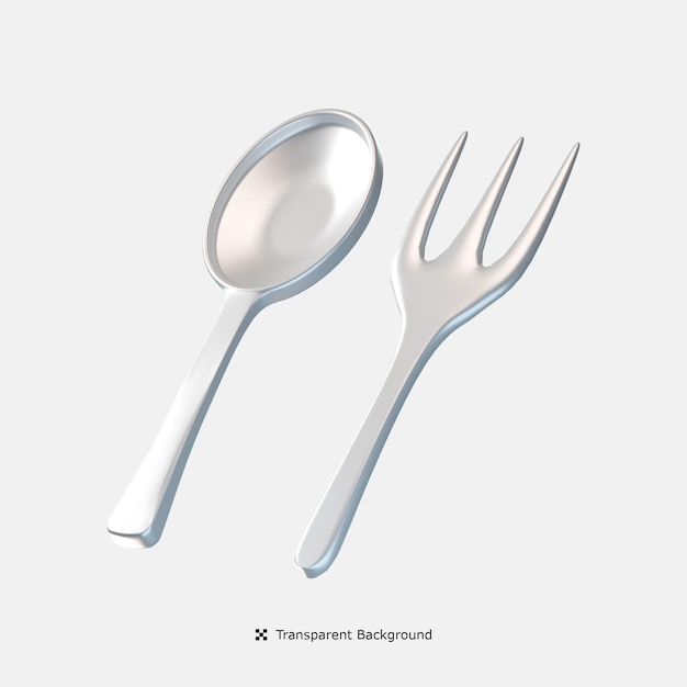 Fork spoon 3d icon illustration