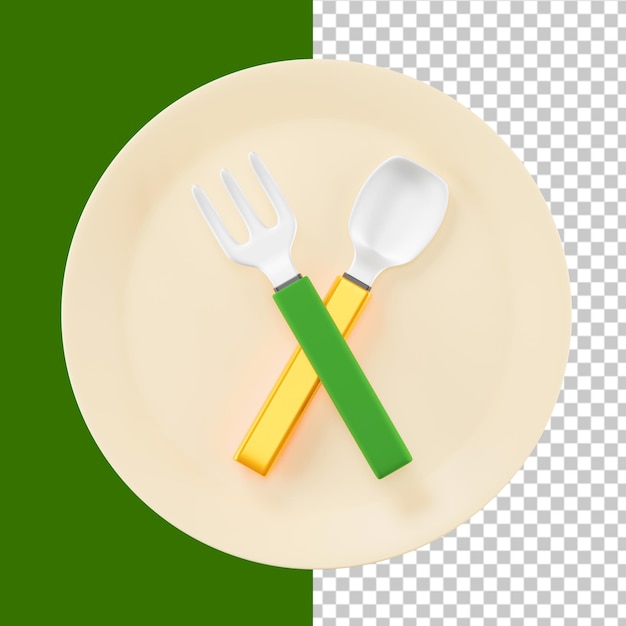 PSD fork and spoon 3d illustration