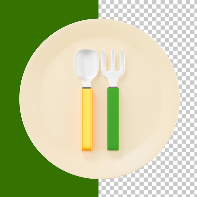 PSD fork and spoon 3d illustration