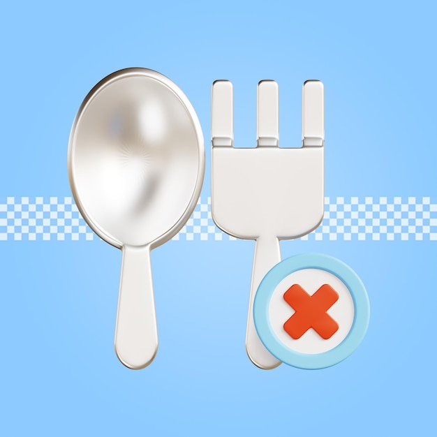 Forchetta e cucchiaio icona 3d rendering illustrazione isolato premium psd