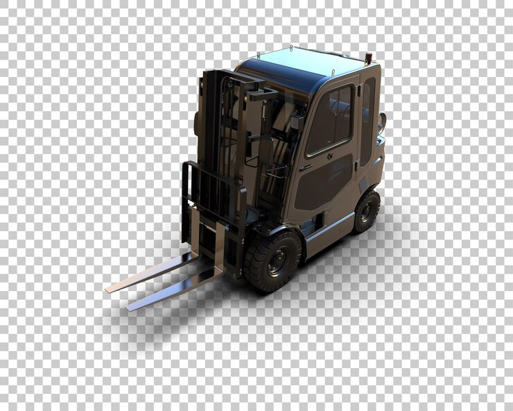 PSD forklift isolated on background 3d rendering illustration