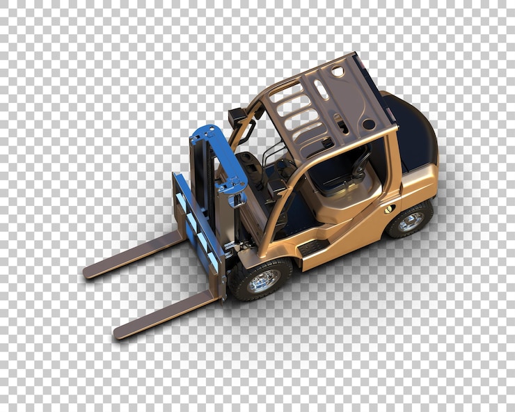 PSD forklift isolated on background 3d rendering illustration