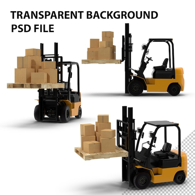 PSD forklift pallet and boxes png