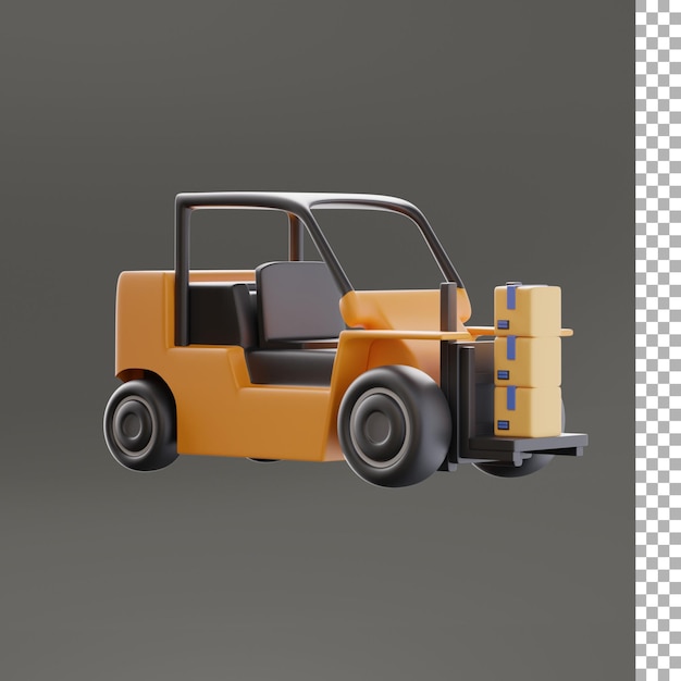 Forklift With Boxes 3d Illustration