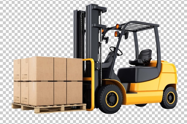 Forklift with load isolated on transparent background